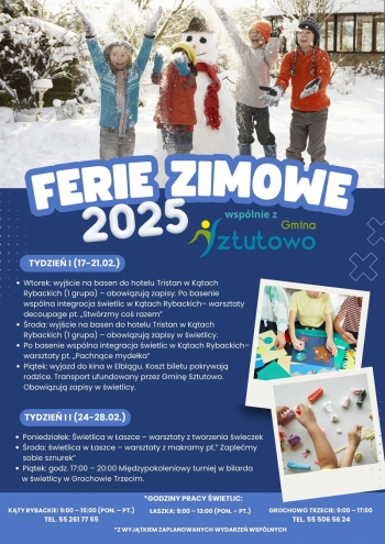 Blue and White Modern Winter Vacation Poster - 1